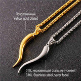 Italian Horn Necklace Amulet Stainless Steel Pendant Chain Gift