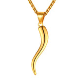 Italian Horn Necklace Amulet Stainless Steel Pendant Chain Gift