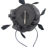 Women Large Ruffles Flower Fascinator Hat Vintage Feather Tea Party Hair Clip