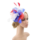 Women Large Ruffles Flower Fascinator Hat Vintage Feather Tea Party Hair Clip
