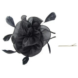 Women Large Ruffles Flower Fascinator Hat Vintage Feather Tea Party Hair Clip