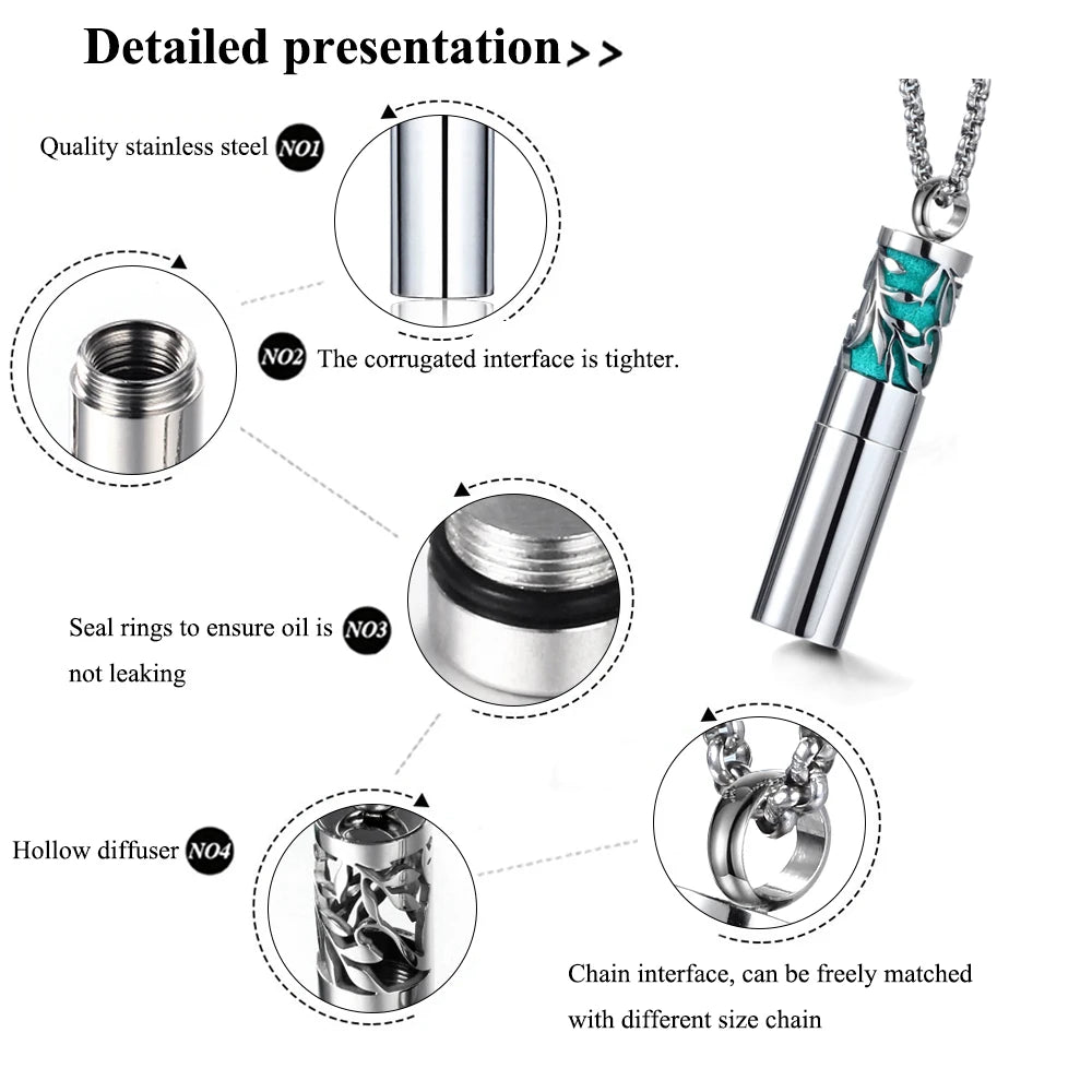 316L Vintage Aromatherapy Perfume Diffuser Necklace Locket Pendant