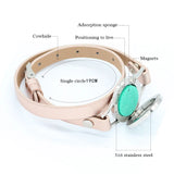 Men Leather Bracelet Stainless Steel Charm Diffuser Vintage Jewelry