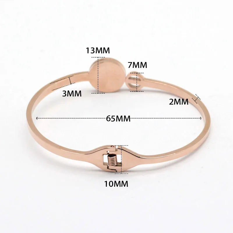 Retro Pearl Bracelet Rose Stainless Steel Round Shell Bangles