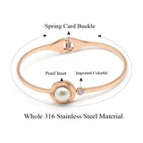 Retro Pearl Bracelet Rose Stainless Steel Round Shell Bangles