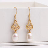 925 Silver Drop Earrings Vintage Filled Freshwater Pearls 7mm