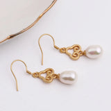 925 Silver Drop Earrings Vintage Filled Freshwater Pearls 7mm