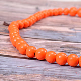 Boho Orange Wood Necklace Pendant Chain for Women
