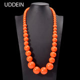 Boho Orange Wood Necklace Pendant Chain for Women