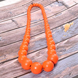 Boho Orange Wood Necklace Pendant Chain for Women