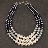 Ethnic Simulated Pearl Layered Bib Necklace