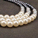 Ethnic Simulated Pearl Layered Bib Necklace