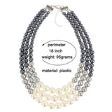 Ethnic Simulated Pearl Layered Bib Necklace