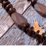 Vintage Wooden Beads Choker Necklace Bohemian Jewelry