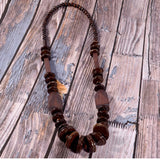 Vintage Wooden Beads Choker Necklace Bohemian Jewelry