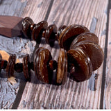 Vintage Wooden Beads Choker Necklace Bohemian Jewelry