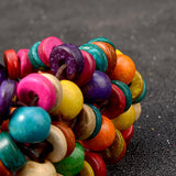 Wood Charms Bracelet Layer Bib Beads Wood Jewelry Vintage Statement Bohemian