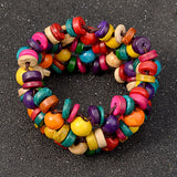 Wood Charms Bracelet Layer Bib Beads Wood Jewelry Vintage Statement Bohemian