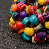 Wood Charms Bracelet Layer Bib Beads Wood Jewelry Vintage Statement Bohemian