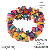 Wood Charms Bracelet Layer Bib Beads Wood Jewelry Vintage Statement Bohemian