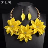 Vintage Flower Choker Necklace Acrylic Collares