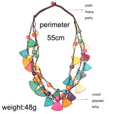 Bohemian Vintage Statement Bib Collares Layer Wood Necklace