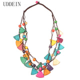 Bohemian Vintage Statement Bib Collares Layer Wood Necklace