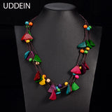 Bohemian Vintage Statement Bib Collares Layer Wood Necklace