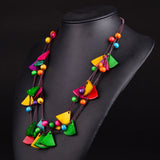 Bohemian Vintage Statement Bib Collares Layer Wood Necklace