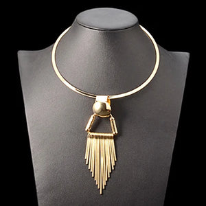 Vintage Torques Tassel Pendant Choker Necklace for Women Party Jewelry