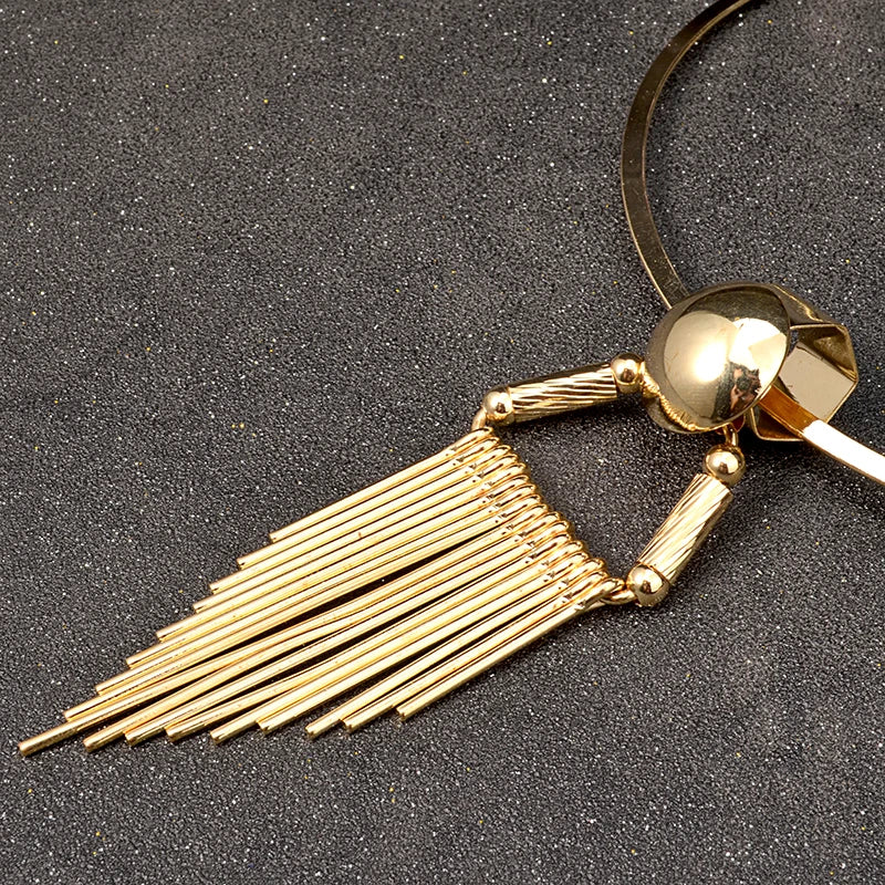 Vintage Torques Tassel Pendant Choker Necklace for Women Party Jewelry