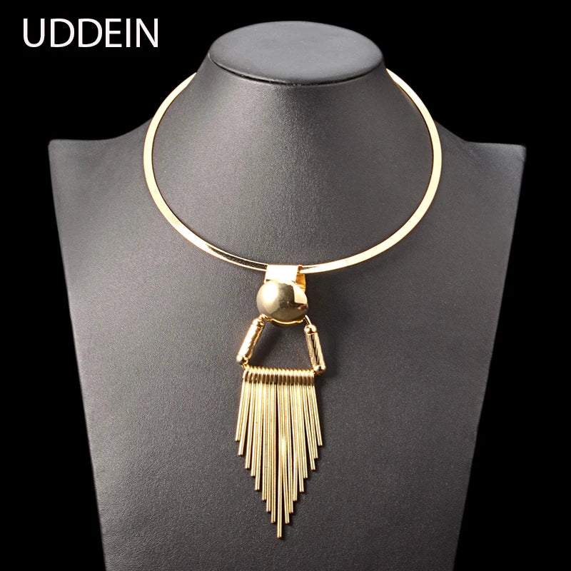 Vintage Torques Tassel Pendant Choker Necklace for Women Party Jewelry