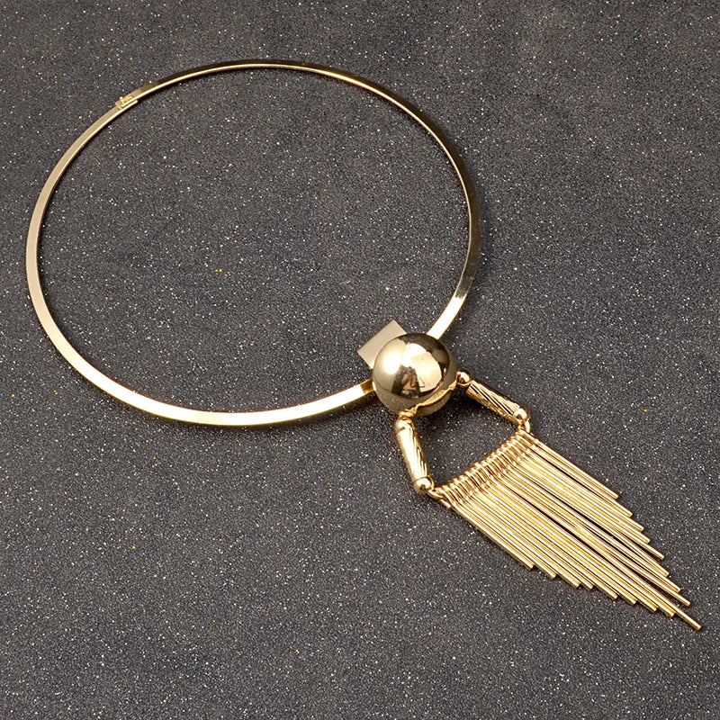 Vintage Torques Tassel Pendant Choker Necklace for Women Party Jewelry