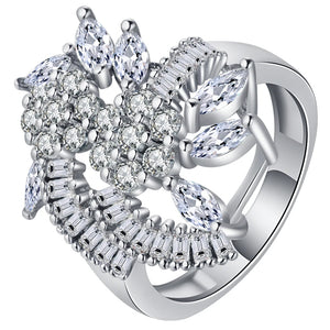Princess Zircon Flower Wedding Ring Size 6-10
