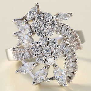 Princess Zircon Flower Wedding Ring Size 6-10