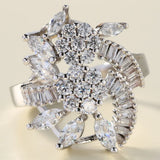 Princess Zircon Flower Wedding Ring Size 6-10