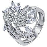 Princess Zircon Flower Wedding Ring Size 6-10