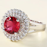 Fire Red Oval Red Birthstone CZ Stone Ring Size 6-10