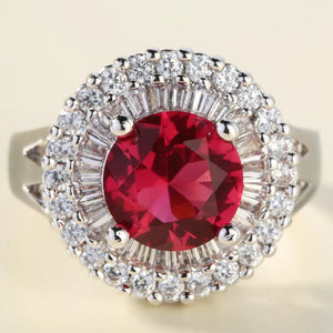 Fire Red Oval Red Birthstone CZ Stone Ring Size 6-10