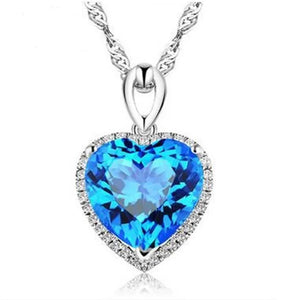 Red/Blue Love Heart Necklace Pendant For Woman Wedding Engagement Jewelry