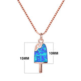 Fire Opal Ice Cream Shaped Chain Necklace for Women Girl