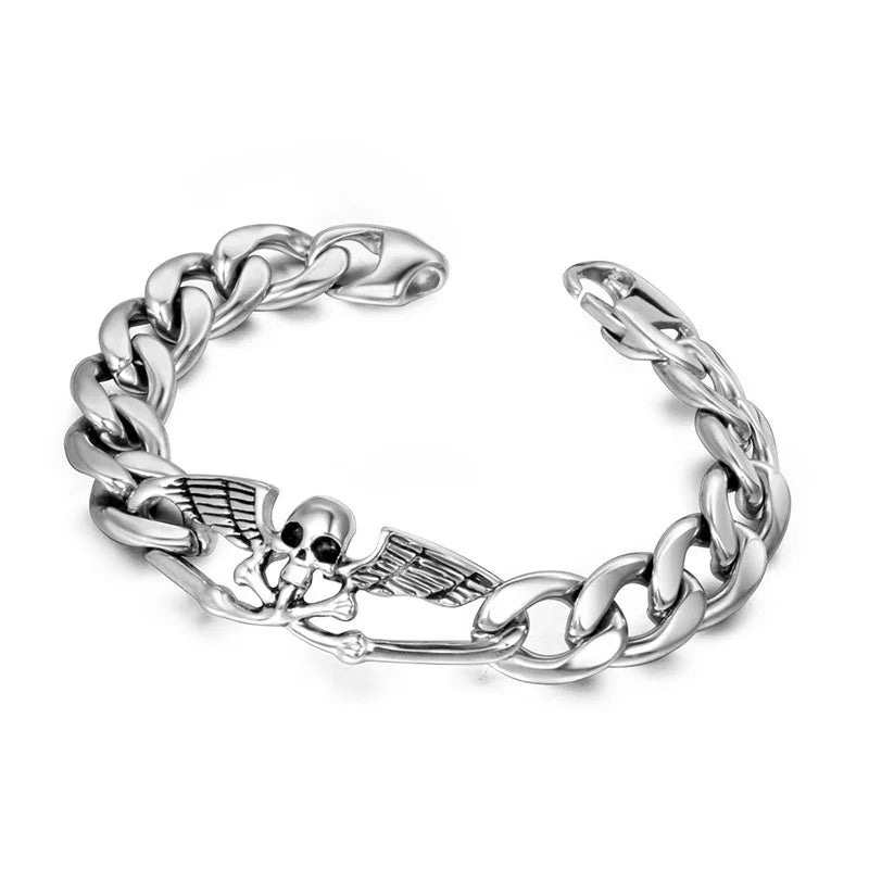 Skull Death Wing Steel Bracelet Men Women