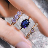 Crystal Zircon Wedding Rings Set Boho Jewelry Gift