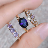 Crystal Zircon Wedding Rings Set Boho Jewelry Gift