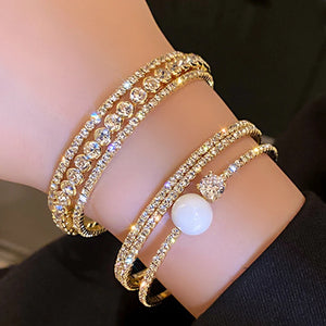 Exaggerated Rhinestone Cuff Bangle for Women