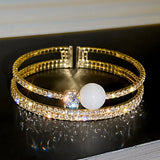 Exaggerated Rhinestone Cuff Bangle for Women