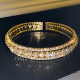 Exaggerated Rhinestone Cuff Bangle for Women