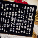 Flower Simulated Pearl Stud Earrings For Women Engagement Wedding