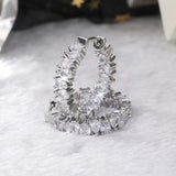 Crystal Square Bride Hoop Earrings - Silver Wedding Jewelry