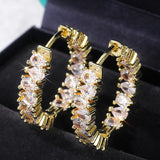 Crystal Square Bride Hoop Earrings - Silver Wedding Jewelry